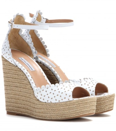 Shop Tabitha Simmons Harp Wedge Sandals In White Perf