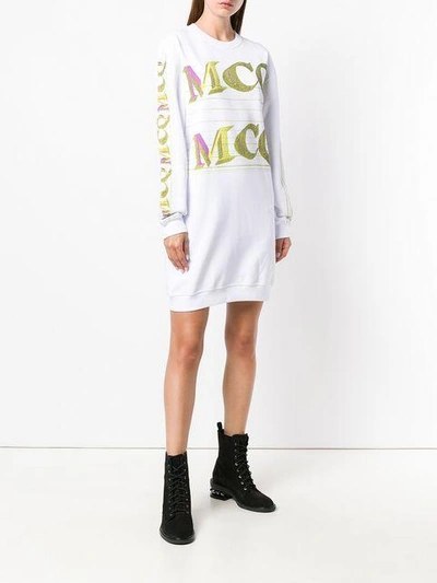 Shop Mcq By Alexander Mcqueen Mcq Alexander Mcqueen Repeat Logo Sweatshirt Dress - White
