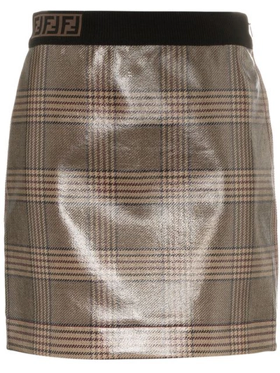 Shop Fendi Check Mini Skirt - Multicolour