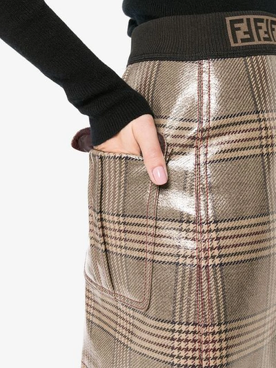 Shop Fendi Check Mini Skirt - Multicolour