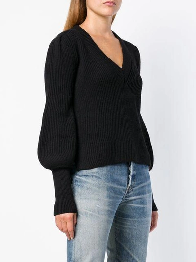 Shop Nude V-neck Ribbed Sweater - Black