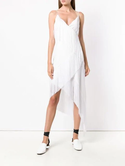 Givenchy Asymmetric Fringe Embellished Dress In White