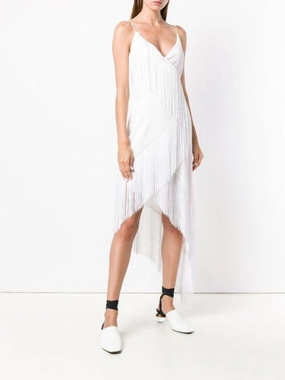Givenchy Asymmetric Fringe Embellished Dress In White