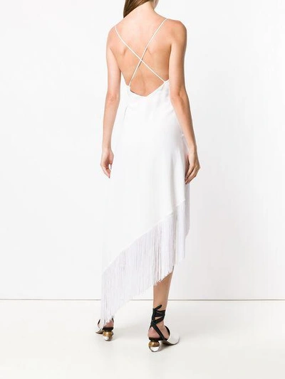 Givenchy Asymmetric Fringe Embellished Dress In White