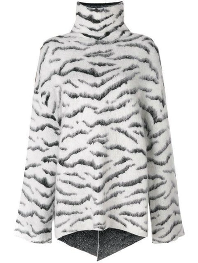 Shop Givenchy Zebra Pattern Loose Sweater - White
