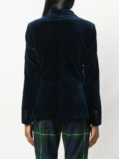 Shop Tagliatore Velvet Blazer In Blue