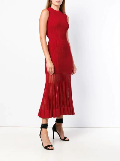 Shop Alexander Mcqueen Sleeveless Ribbed Knit Dress In Red