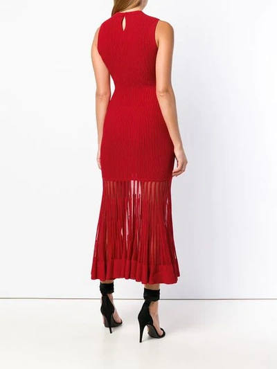 Shop Alexander Mcqueen Sleeveless Ribbed Knit Dress In Red