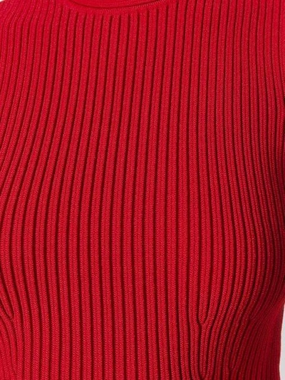 Shop Alexander Mcqueen Sleeveless Ribbed Knit Dress In Red