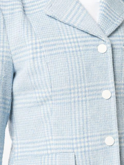 Shop Ganni Plaid Blazer - Blue