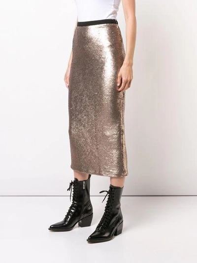 Shop Cinq À Sept Sequin Paula Skirt In Metallic