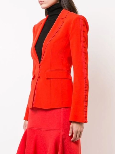Shop Cinq À Sept Button Embellished Fitted Blazer In Red