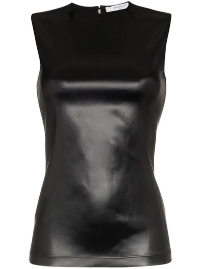 Shop Givenchy Sleeveless Faux Leather Top In Black