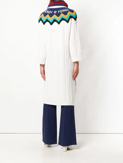 Shop Fendi Knitted Logo Cardigan - White