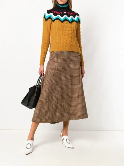 Shop Fendi Knitted Logo Sweater - Orange