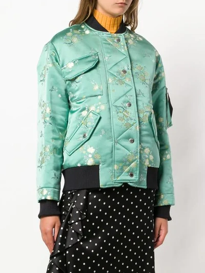 Shop Kenzo Floral Bomber Jacket In Green