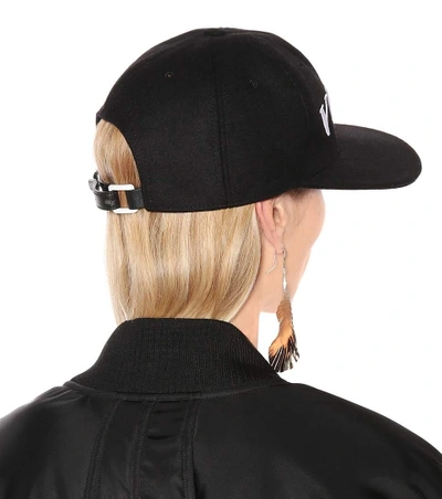 Shop Valentino Embroidered Wool-blend Cap In Black