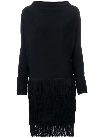 Shop Norma Kamali Fringe Skirt Dress In Black
