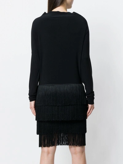 Shop Norma Kamali Fringe Skirt Dress In Black
