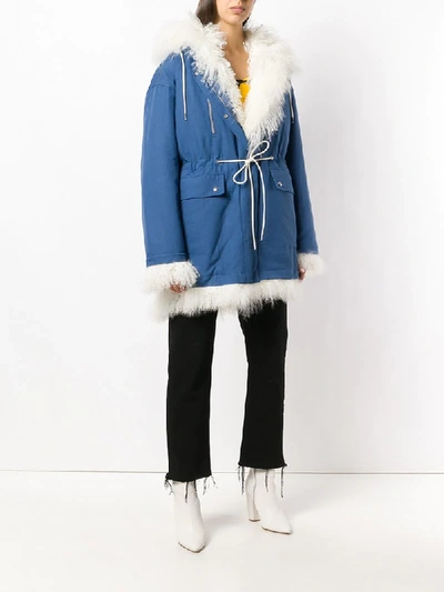 Shop Calvin Klein 205w39nyc Fur Lined Coat - Blue