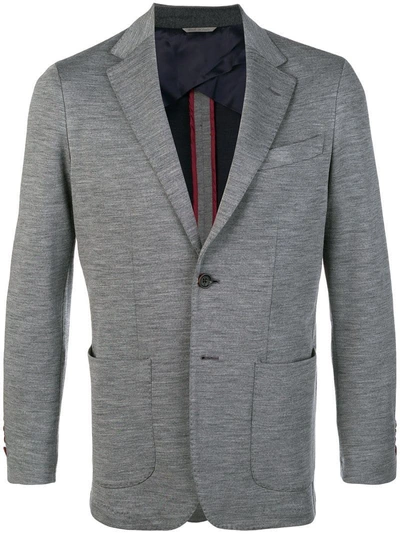 Shop Canali Fitted Blazer Jacket - Grey