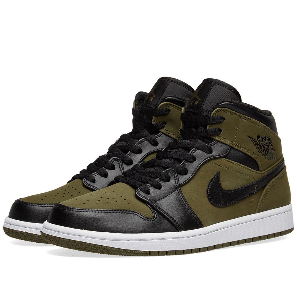 men's air jordan 1 mid retro basketball shoes green