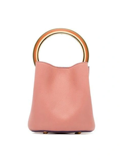 Shop Marni Pink Pannier Small Leather Bucket Bag