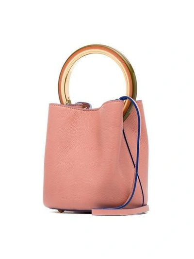 Shop Marni Pink Pannier Small Leather Bucket Bag