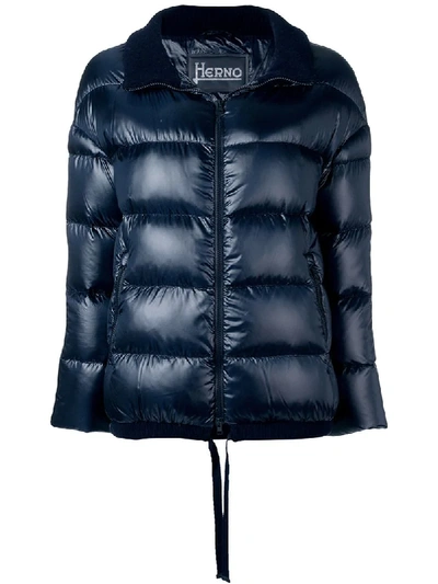 Shop Herno Cropped Puffer Jacket - Blue