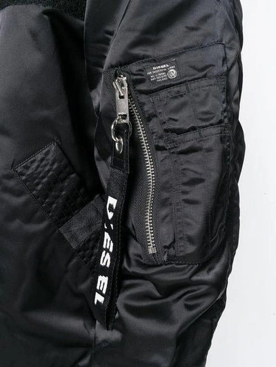 Shop Diesel Logo Tag Bomber Jacket In Black