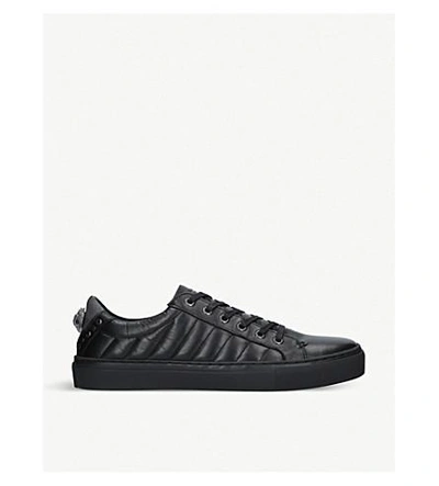 Shop Kurt Geiger Luda Quilted Embellished Leather Trainers In Black