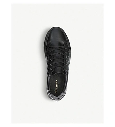 Shop Kurt Geiger Luda Quilted Embellished Leather Trainers In Black