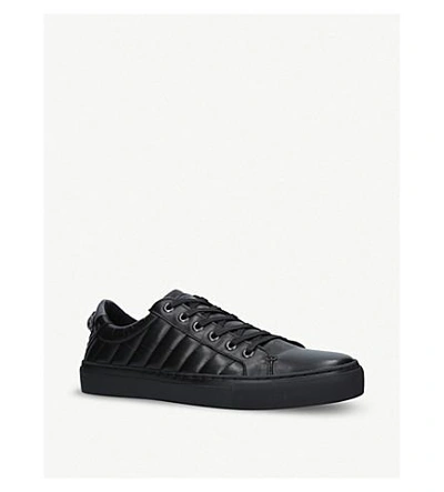 Shop Kurt Geiger Luda Quilted Embellished Leather Trainers In Black