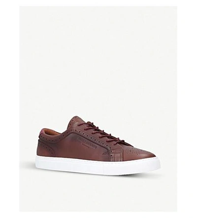 Shop Kurt Geiger Theo Leather Trainers In Brown