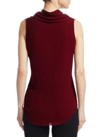 Shop Theory Shawl Collar Silk Shell In Deep Mulberry