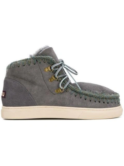 Shop Mou Lace-up Eskimo Boots In Grey
