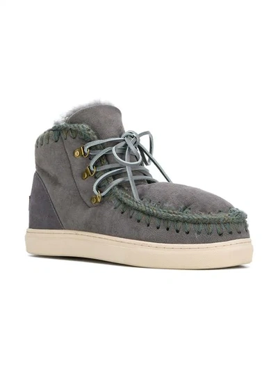 Shop Mou Lace-up Eskimo Boots In Grey