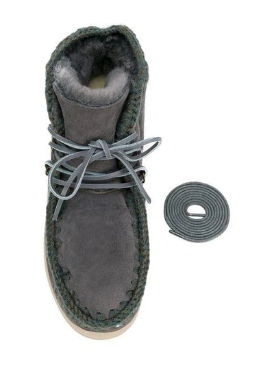 Shop Mou Lace-up Eskimo Boots In Grey