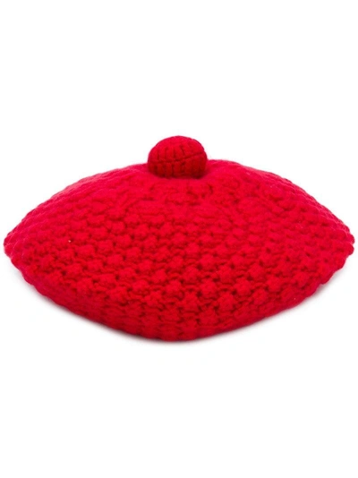 Shop N•peal Bramble Stitch Beret In Red