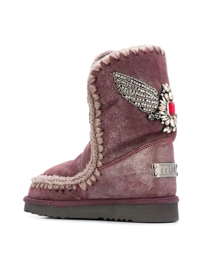 Shop Mou Embellished Eskimo Boots In Pink
