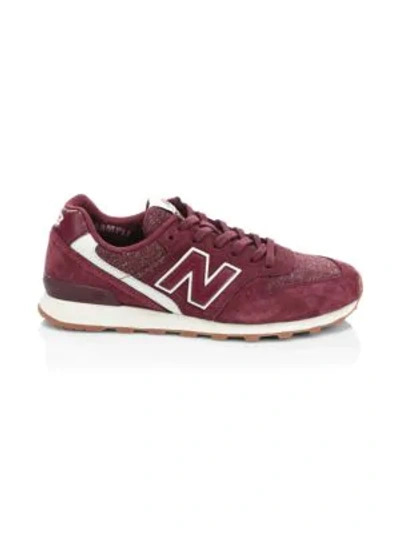 New Balance Commercial 696 Suede Knit Sneakers In Burgundy | ModeSens