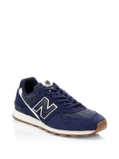 Shop New Balance Commercial 696 Mesh & Suede Sneakers In Navy