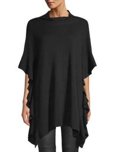 Shop Elie Tahari Lucy Wool Dolman Ruffle Sweater In Black