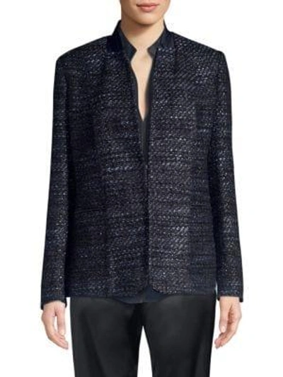 Shop Elie Tahari Tori Tweed Jacket In Black Blue