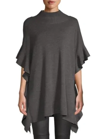Shop Elie Tahari Lucy Wool Dolman Ruffle Sweater In Charcoal