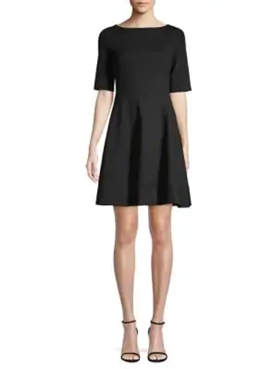 Shop Kate Spade Lace-up Ponte Fit-&-flare Dress In Black