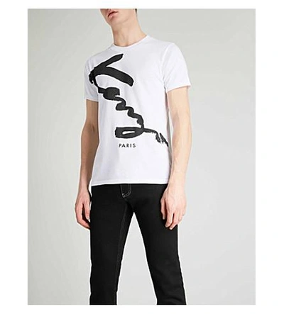 Shop Kenzo Logo-print Cotton-jersey T-shirt In White