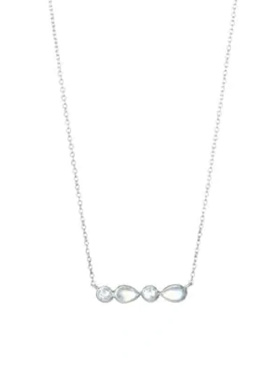 Shop Anzie Women's Classique Sterling Silver, White Topaz & Rainbow Moonstone Bar Necklace