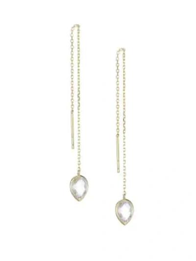 Shop Anzie Classique 14k Yellow Gold & White Topaz Pear Chain Earrings