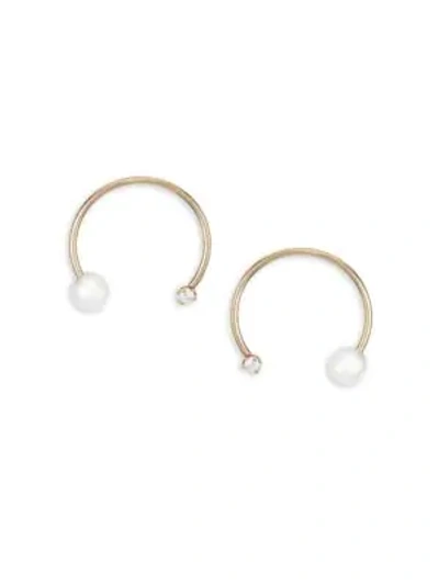 Shop Zoë Chicco Women's 14k Yellow Gold Open Circle 4mm Pearl & Diamond Stud Earrings